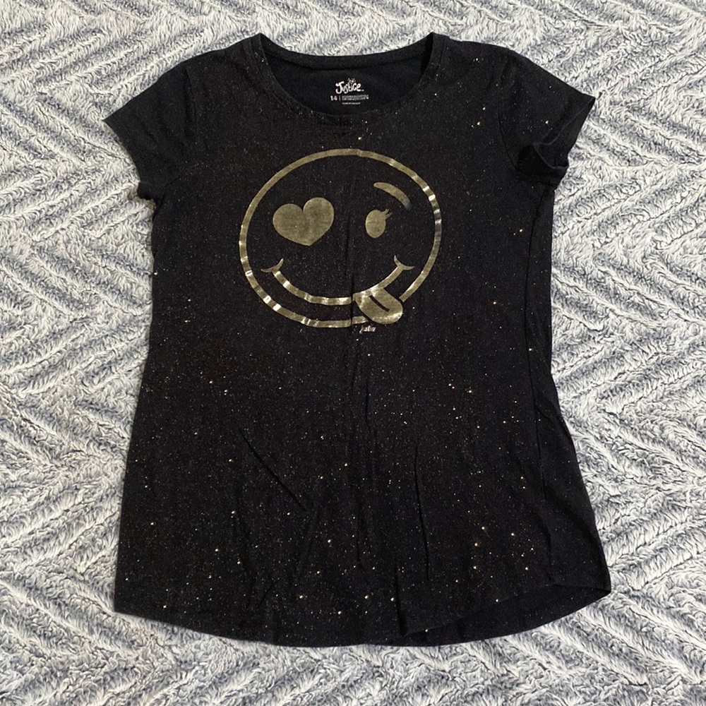 Black and gold Justice t-shirt, size 14 (girls)